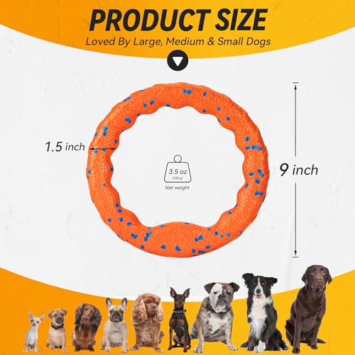 FUSOTO Dog Ring Toy, Indestructible Flying Discs for Throwing Catching - color: Orange - φ9 inches
