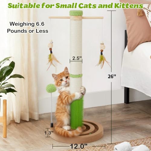 Cat Scratching Post, 26" Tall Scratch Post with Hanging Toy for Kittens - size: 26 Inch Tall