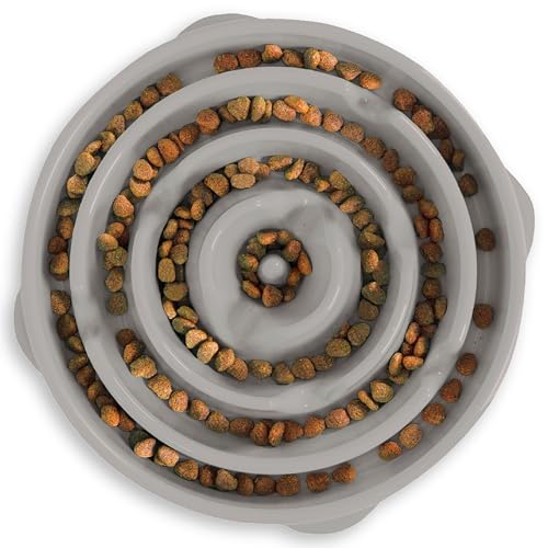 Outward Hound Fun Feeder Slo Bowl Dog Slow Feeder, Drop, Gray, 11.8" - color: Gray, size: Large