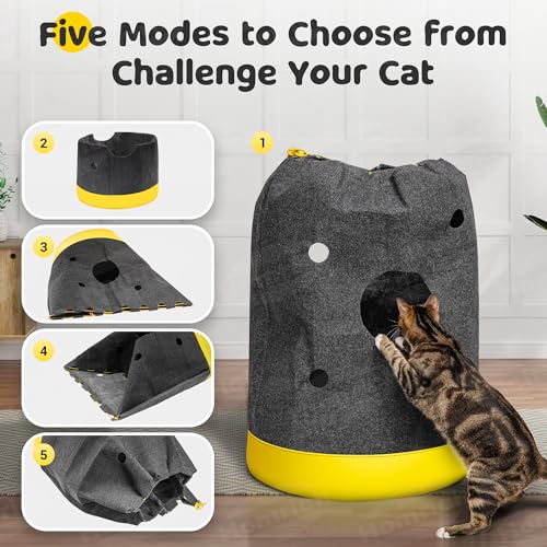Homrich Interactive Cat Play Bag- Durable Rug for Hide and Seek, Collapsible Hole Mat, Tunnel Sleeping Bag for Indoor Cat- Fun Activity Pet Training Toy - size: Large