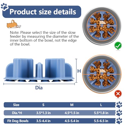 Soft Silicone Anti-Choking Puzzle Feeder Insert - Compatible with Regular Elevated Dog Bowls, Anti-Slip Slow Down Eating Insert - color: Blue, size: Large