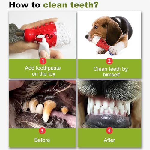 Cooling Freezable Dog Toy with Natural Coffee Wood – Dental Cleaning, Teething Relief & Treat Dispensing Chew Toy for Small Medium Large Breeds (Red) - color: Red