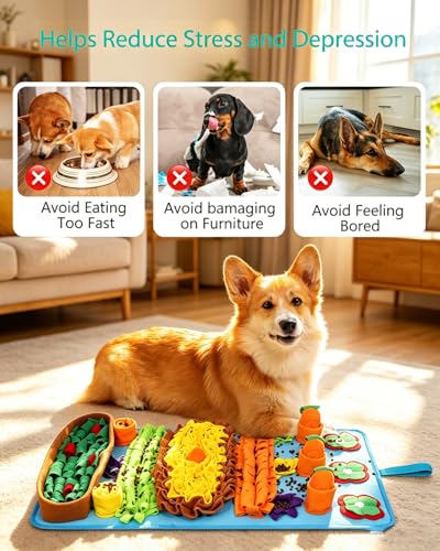 ORIA Snuffle Mat for Dogs, 4 Squeaky Carrots, Machine Washable, 32''x20'' - size: 32x20 inch