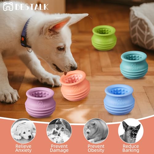 Dog Enrichment Treat Toy, Long-Lasting Wobbly Interactive Freeze Lick Toys for Dogs, Stuffable Puzzle Feeder Toy for Boredom, Silicone Treat Dispensing Chew Toy (Pastel Orange,L) - color: Pastel Orange, size: L