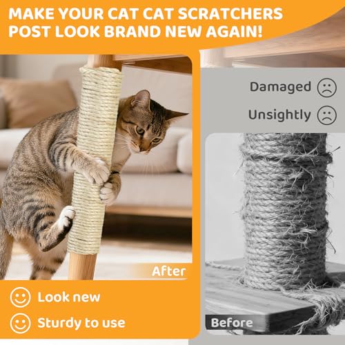White Sisal Rope for Cat Tree and Scratching Post 5mm 1/5 Inch, 100 Feet - color: White Φ5mm/0.2inch, size: 100FT