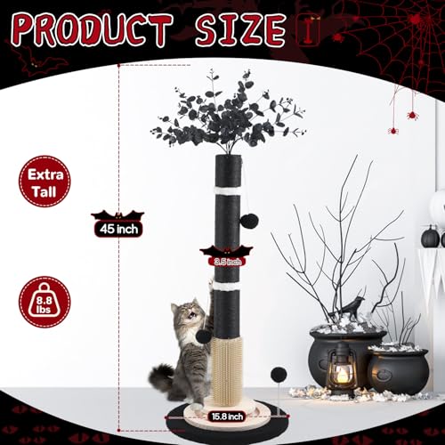 Cat Scratching Posts for Indoor Adults,45'' Tall Heavy Duty Tree Tower - color: black-45inch