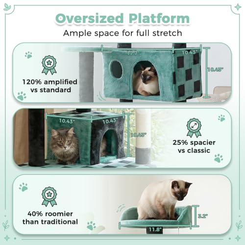 Nova Microdermabrasion 54in Cat Tree Tower for Indoor Cats Multi-Level Cat Condo Cat Bed Furniture with Scratching Post Kittens Activity Center (Green) - color: Green