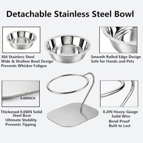 Elevated Cat Bowls,15° Tilt Stainless Steel Raised Feeder,1PC - size: B-1PC