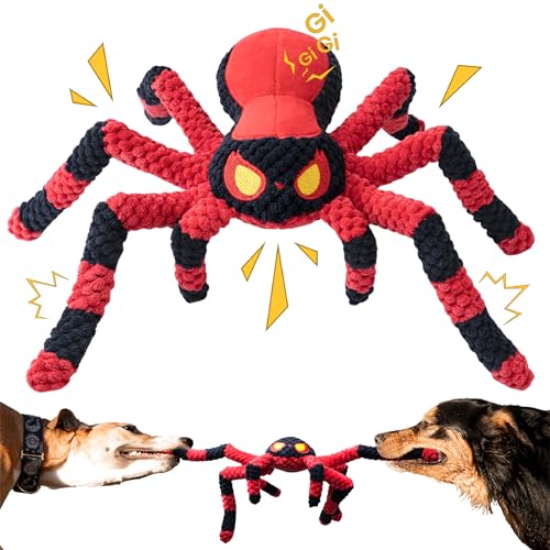 LEGEND SANDY Squeaky Dog Toys- Plush Dog Toys with Soft Fabric for Small, Medium, and Large Dogs Daily Companionship, Training Reward Gift - color: 1 Pack Red Spider