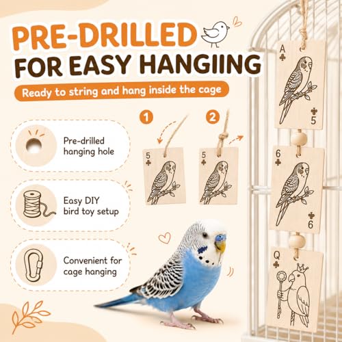 Natural Balsa Wood Bird Chew Toy 13 Count, Shredding Toy for Bird - color: Heart