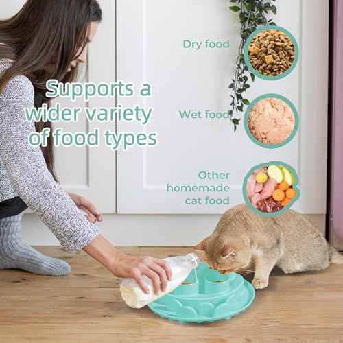 Puzzle Feeder Mat, Slow Feeder for Good Eating Habits, Cat Treat Toys, Interactive Cat Toys, Green