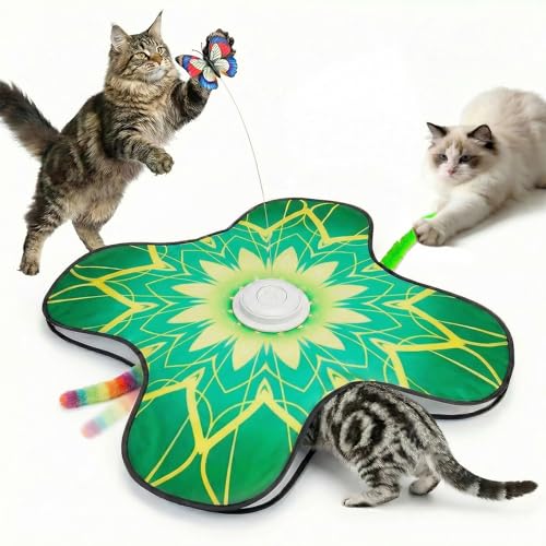Interactive Cat Toys For Indoor Cats, Rechargeable Touch Automatic Cat Toy - color: Green