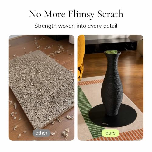 Furrytail 18'' Cat Scratching Post, Paper Rope Scratcher, Black Cat Tree - color: Black, size: Belly Large