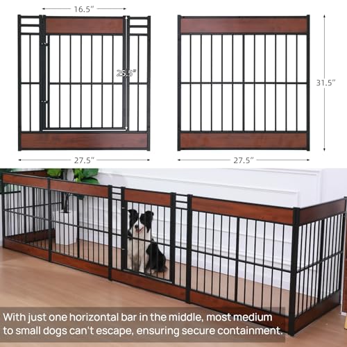 Large Furniture Style Dog Playpen, 32" H Dog Pen with Door, 12 Panels - color: MAHOGANY, style: 12 Panels (31.5" High)