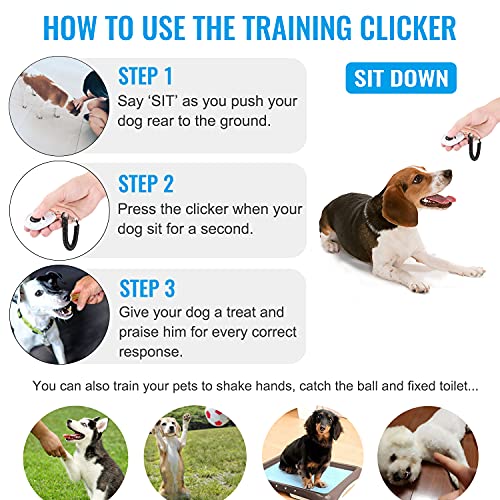 Diyife Dog Clicker for Training, 2 Pack Dog Training Clicker - color: Blue and White