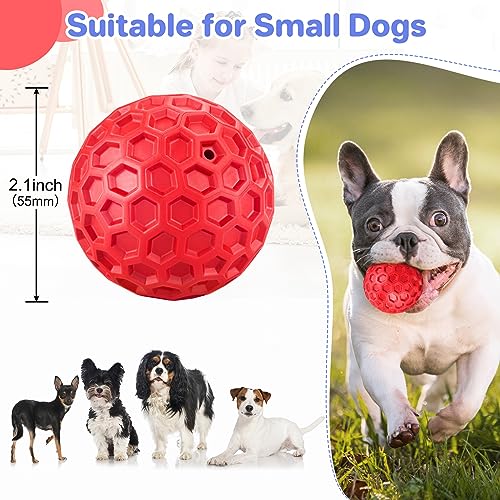 DISSKNIC Indestructible Squeaky Dog Balls Puppy Toys, Interactive Dog Toys for Small Dogs, Puppy Chew Toys for Teething and Relax, Dog Chew Toy Balls Small Dog Toys for Small Breed, Outdoor Dog Toys - color: Red, size: Small