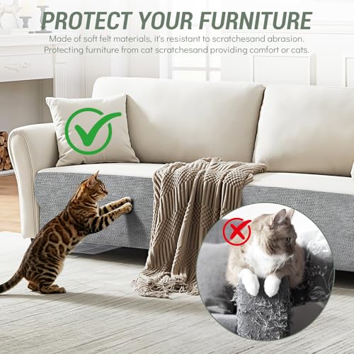 SEPAZON Cat Scratch Couch Furniture Protector, 39.3x15.8In - color: LightGrey, size: 39.3x15.8Inch