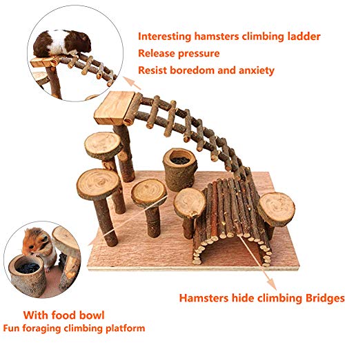 Wooden Hamster Bridge, Small Animals Climbing Ladder Activity Set Platform Ramps Playground Toys for Mouse Gerbil Rat Sugar Glider Dwarf Syrian Hamster - style: Platform of climbing ladder and bridge