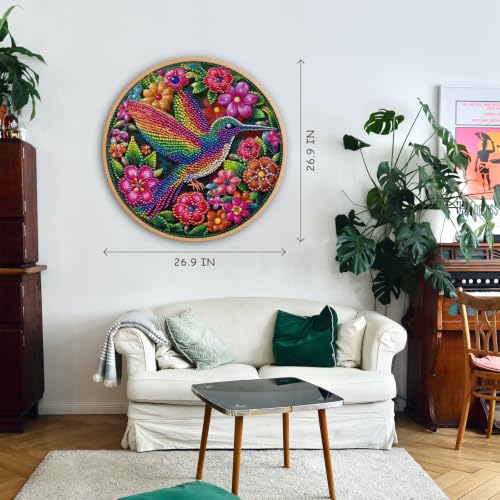 Colorful Hummingbird Puzzle for Adults, Round Beaded Art Bird Flower Puzzle - style: Colorful Hummingbird Puzzle