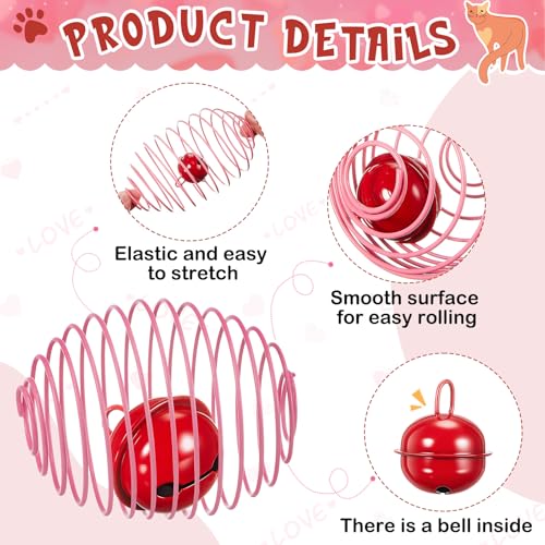 Jecery 5 Pcs Cat Toys Spring,Bell,Pink Red - color: Pink Red, size: Bell