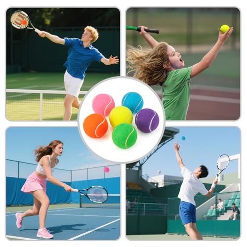 PHOEPET 6-Pack Tennis Balls for Beginner Training Practice- Bulk Dog Balls - color: Mix Colors-6 Pack, size: Medium 2.5"- 6 Pack