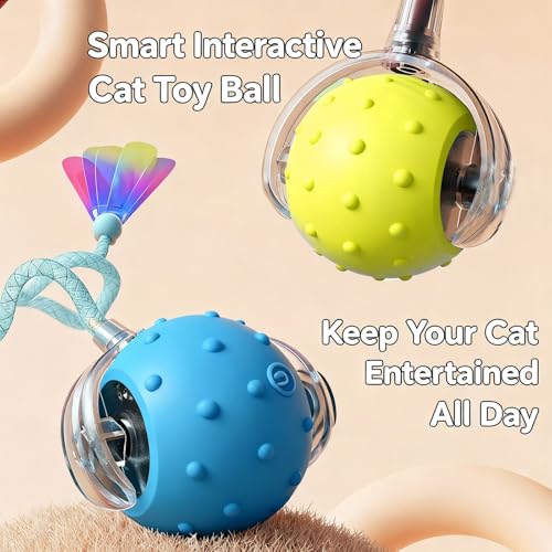 Interactive Cat Toys for Indoor Cats,3-Tails,Automatic Moving Kitten Toys - color: Yellow