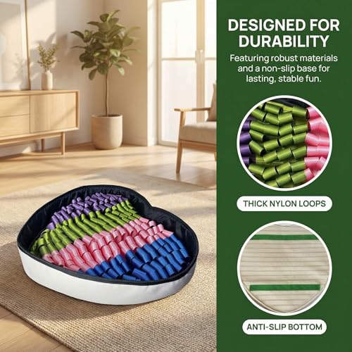 Heart Shaped Dog Snuffle Mat, 20 x 20 Inch Nylon, Velcro, Beige - color: Beige+Nylon