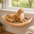 Curved Cat Wall Hammock with Scratchable Sisal Pad, Large Floating Cat Shelf for Wall, Wall Mounted Beige Bed for Playing, Climbing, and Sleeping - color: 1 Curved Bed (Sisal Mat)