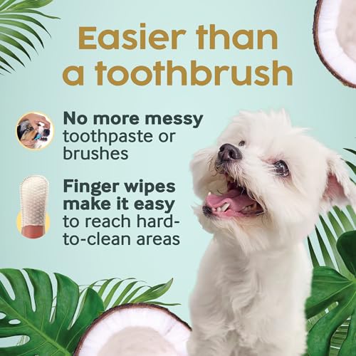 Cocopup Dog & Cat Dental Wipes, Coconut Oil Finger Toothbrush Cleaner