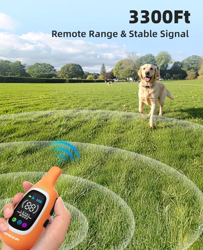 2-in-1 Dog Shock Collar and Bark Collar for Dogs – 3300FT Dog Training Collar with Remote, IP67 Waterproof e Collar with Anti-Bark/Beep/Vibration/Shock Modes for Small Medium Large Dog(8-120Lbs) - color: Orange
