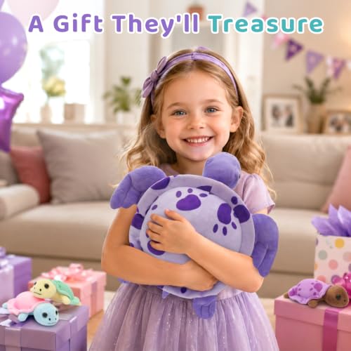 Muiteiur Purple Sea Turtle Stuffed Animal with Babies Inside, Turtle Plush - style: Purple Turtle