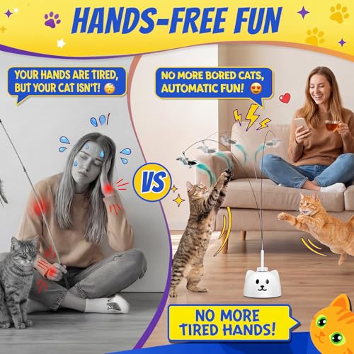 CATPICK Automatic Interactive Cat Toy, Flying Bird Wand for Indoor Cats - color: Black