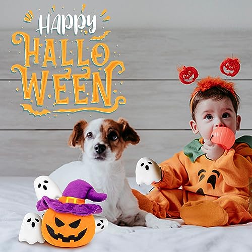 lilfrd Halloween Dog Toys, Pumpkin Ghost Hide & Seek Squeaky Toy - style: Pumpkin