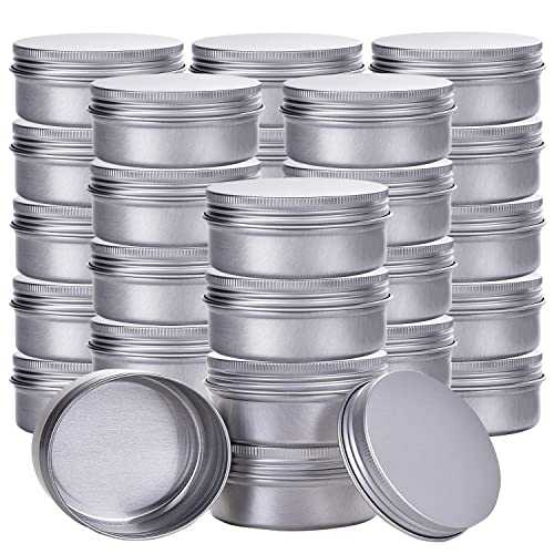 1 Ounce Aluminum Tin Jar Refillable Containers Screw Lid, Silver, 60 Pack - size: 1 Ounce (Pack of 60)