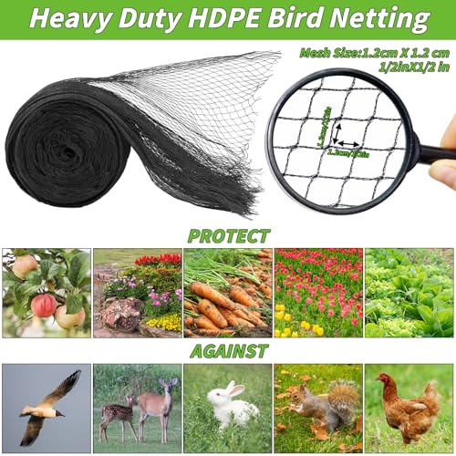 Garden Mesh Netting 15x20 FT - Heavy Duty Bird Net, Mesh Pest Barrier Reusable Ultra Fine Deer Fence Netting Crops Row Cover Raised Bed Protect Fruits Flower Vegetables from Bird Deer Squirrel - size: 15x20ft