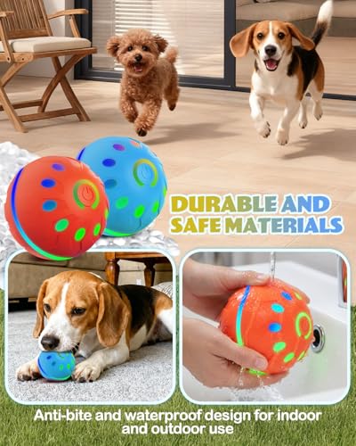 Zoomsnail 2 Pack Interactive Dog Ball Toy with Lights, BPA-Free Automatic Dog Balls with 2 Modes, Rechargeable Waterproof Rolling Ball for Small & Medium Breeds, Ideal Entertainment and Dog Gift Set