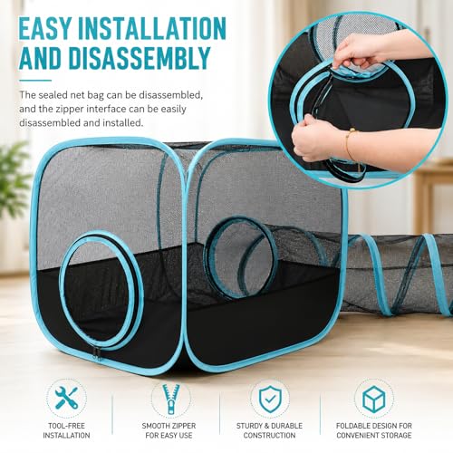 Rabbit Playpen with Tunnel, Bunny Tunnel Tent for Indoor Rabbits
