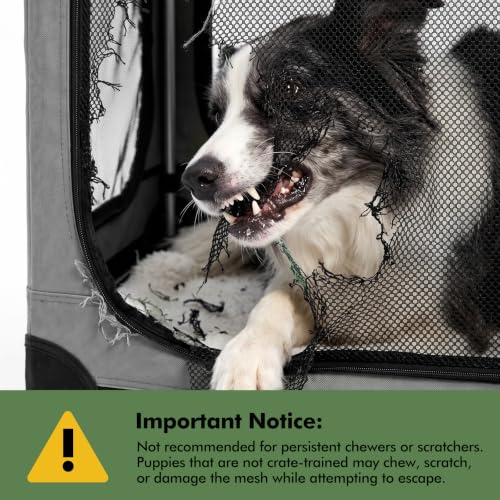 Veraste 24 x 17 x 17 in 4-Door Collapsible Soft-Sided Mesh Dog Crate, Grey - color: Grey, size: 24.0"L x 17.0"W x 17.0"H