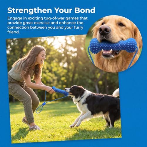 Dog Chew Toys, Durable Interactive Dog Toys with Rope, Enrichment Chew Toy for Small, Medium and Large Dogs, Indoor Outdoor Toy for Stress Relief and Boredom Busting