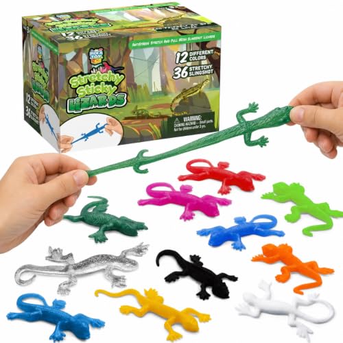 36 Set Sticky Gecko Lizard Toy Party Favor Slingshot, Stretchy Climbers On Wall for Kids, Goodie Bags Party Favors & Pinata Mini Toys Ages 5-12 - style: Gecko (36 Sets)
