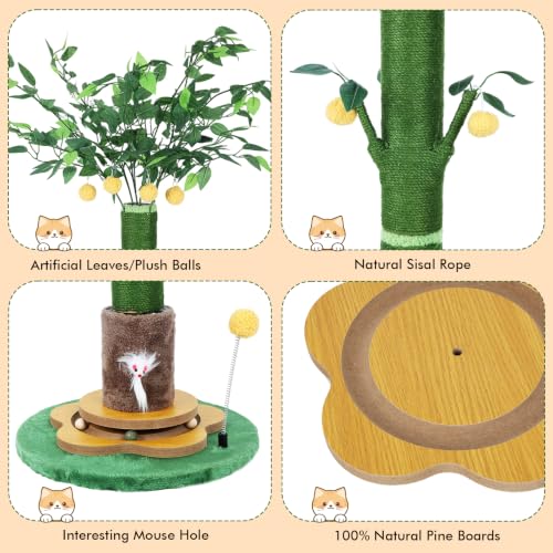47'' Extra Tall Cat Scratching Post, Cute Cat Scratching Post for Indoor
