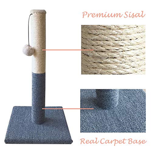 Barelove Cat Scratching Post Tower, Tall Cat Scratch Post, Natural Sisal Rope Scratcher Posts Refill for Indoor Cats, Carpet Cat Scratching Post with Replaceable Toys, Sturdy Base (Grey) - color: White