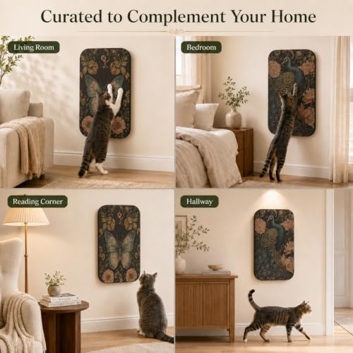2 Pack Cat Wall Scratcher, Art Cat Scratching Board for Cats - color: Butterfly & Peacock