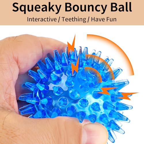 6 Pack Squeaky Spiky Dog Balls, Puppy Chew Toys for Teething, Small - size: Small