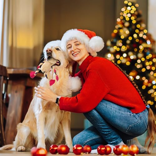 Christmas Squeaky Dog Toys, Stuffed Large Dog Toys to Keep Them Busy, Interactive Plush Chew Toys with Crinkle Paper, Tough Pet Animal Toys for Small Medium Large (Elk) - color: Red A