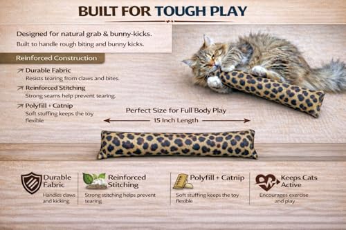 Catnip Kicker Toy for Indoor Cats – 15" Large Cat Kick Stick, 1 oz Potent Canadian Catnip, Durable Plush Cat Wrestling Toy, Turquoise - color: Turquoise