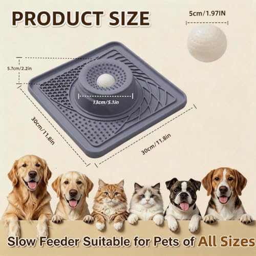 Slow Feeder Dog Bowls & Lick Mat for Liquid and Thick Treat(Grey) - color: GRAY