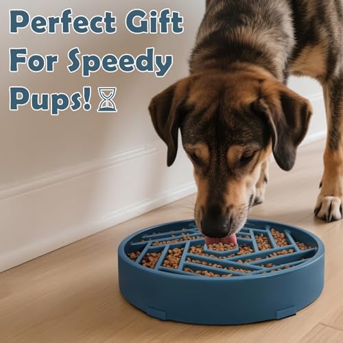 TOBYTO Slow Feeder Dog Bowls Large Medium Breed,Anti-Choking Slow Eating Dog Food Bowl,Non Slip Pet Slower Food Feeding Bowls Large Puzzle Slow Feeder Bloat Stop Maze Dog Dishes,Dark Blue - color: Dark Blue