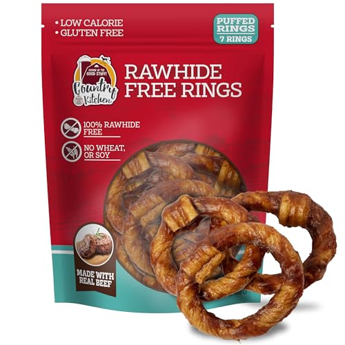 Country Kitchen Rawhide Free Beef Rings Dog Chews, 7 Count - size: 7 Count (Pack of 1)