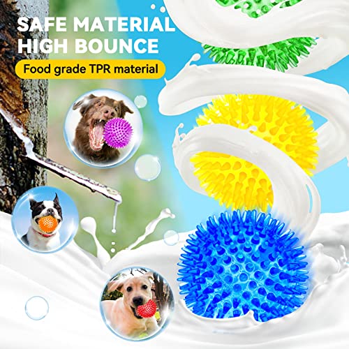 SHARLOVY 3.5” Large Dog Toys Ball, 6 Pack Squeaky Toys, Durable Spiky Ball - size: Large Set of 6